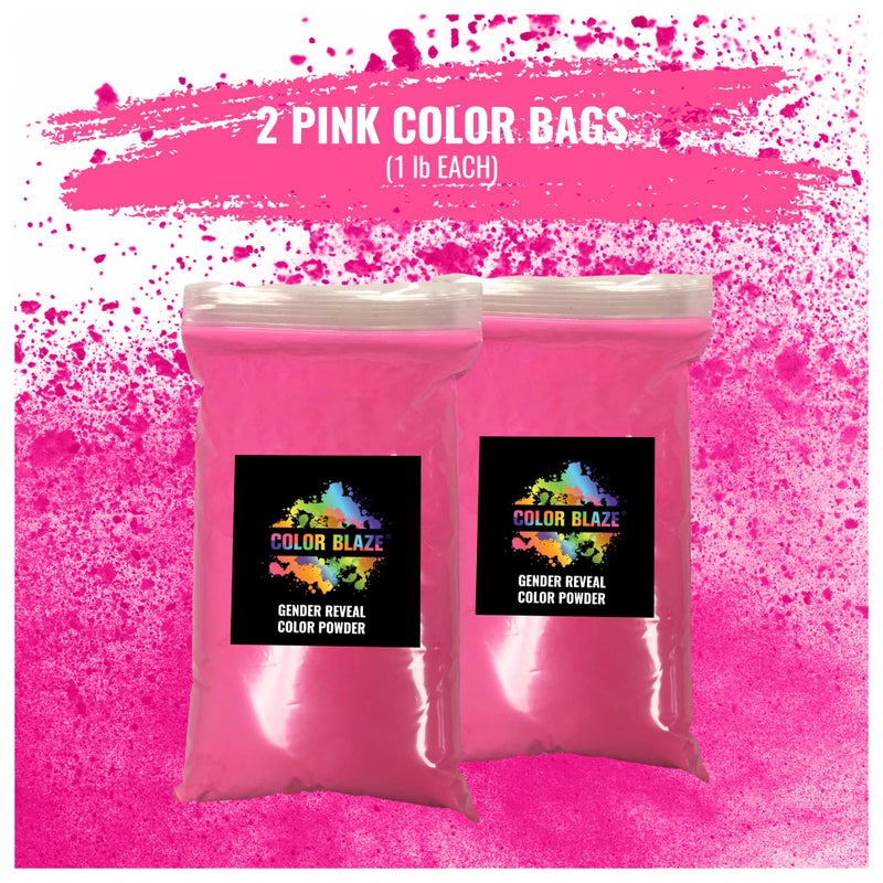 Color Blaze Pink Baby Gender Reveal Powder - 2 Pounds of Pink Colored Powder for Girl - For Motorcycle Burnout, Toss, Photoshoot, Party & Festival - Combo Pack of 2 Bags with 1 Pound - Pink - Image 5